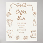 Poster Bébé brasse main tiré Baby shower barre café (Devant)