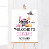 Poster Bébé brasse rose Halloween Baby shower Bienvenue