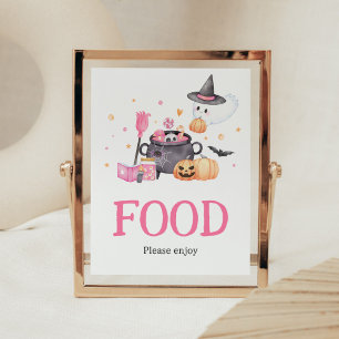 Poster Bébé brasse rose Halloween Baby shower nourriture