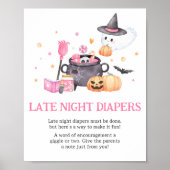 Poster Bébé brasse rose Halloween Late Night Diapers (Devant)