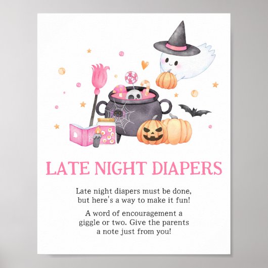 Poster Bébé brasse rose Halloween Late Night Diapers (Devant)