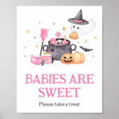 Poster Bébé brasse rose Halloween Les bébés sont doux (Devant)