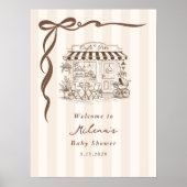 Poster Bebe Cafe Gender neutral Bow Baby Shower Welcome (Devant)