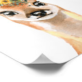 Poster Bébé cerf à l'aquarelle Chambre enfant adorable Fl (Coin)