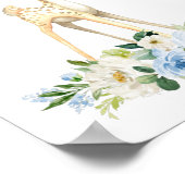 Poster Bébé cerf, Animaux des bois, Boho, Fleurs bleues (Coin)