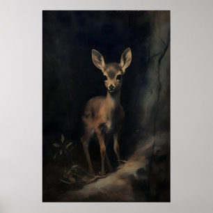 Poster Bébé Cerf Faon Art Mural, Animaux de la Forêt, Som