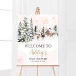 Poster Bébé C'est froid dehors Fille Accueil d'hiver<br><div class="desc">Faites de votre événement un événement spécial avec ce Baby shower Pink Winter Wonderland Snowflake avec notre Affiche de bienvenue mignonne et joliment imprimable avec un thème hivernal adorable. Téléchargez,  personnalisez et créez des souvenirs durables avec cette touche parfaite pour votre fête joyeuse ! BS581</div>
