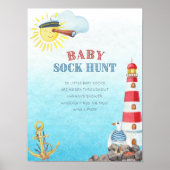 Poster Bébé Chasse Sock Cute Baby shower nautique Jeu (Devant)