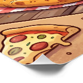 Poster Bébé Corbeau Cartoon Mangeant une Pizza (Coin)