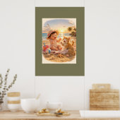 Poster Bébé de la plage et joie du château de sable du ch (Cuisine)