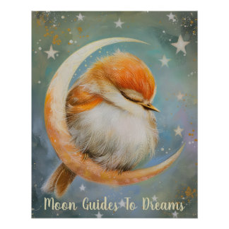 Poster Bébé de Paruline dormant sur Lune