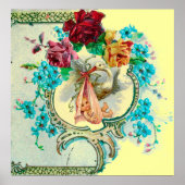 POSTER BÉBÉ DE STORK DOUCHE FILLE JAUNE (Devant)