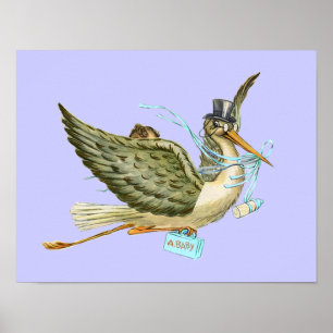 Poster BÉBÉ DE STORK DOUCHE GARÇON, turquase