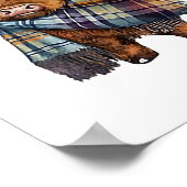 Poster Bébé De Vache De West Highland Avec Écharpe Plaid (Coin)