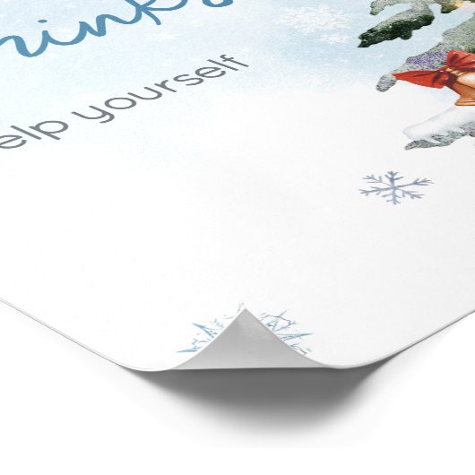 Poster Bébé d'hiver bleu Il fait froid à l'extérieur Bois (Coin)