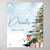 Poster Bébé d'hiver bleu Il fait froid à l'extérieur Bois (Devant)