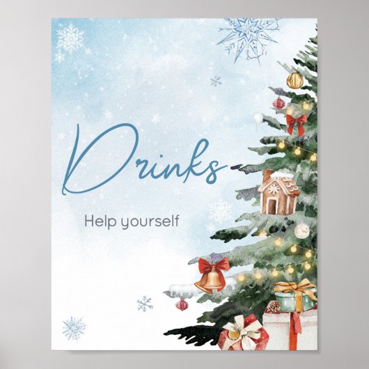 Poster Bébé d'hiver bleu Il fait froid à l'extérieur Bois (Devant)