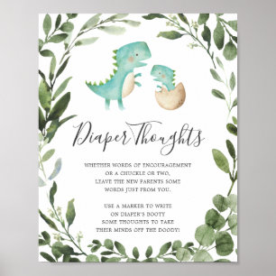 Poster Bébé Dinosaur Baby shower couche Pensées Signe