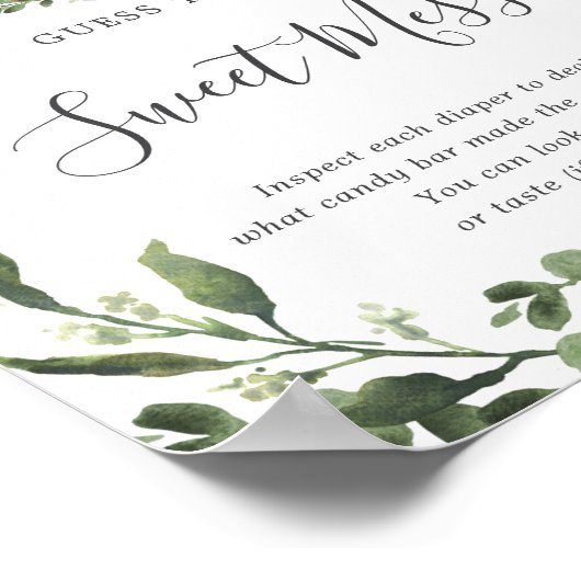 Poster Bébé Dinosaure Baby shower Devinez Le doux Mess (Coin)