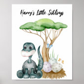Poster Bébé dinosaure mignon avec ses petits frères et so (Devant)