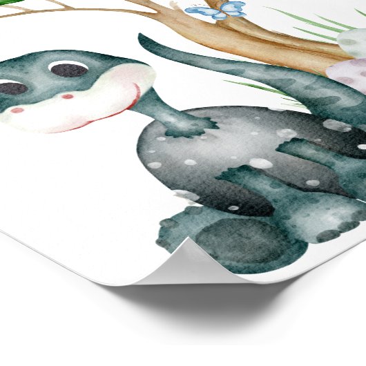Poster Bébé dinosaure mignon avec ses petits frères et sœ (Coin)