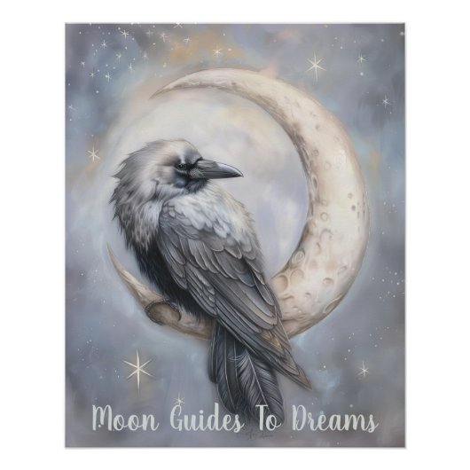 Poster Bébé d'oiseau de corneille dormant sur Lune (Devant)