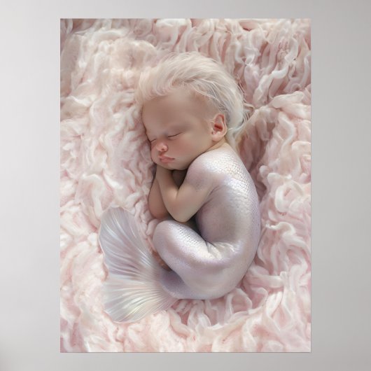 Poster Bébé dormant Sirène Pépinière Art (Devant)