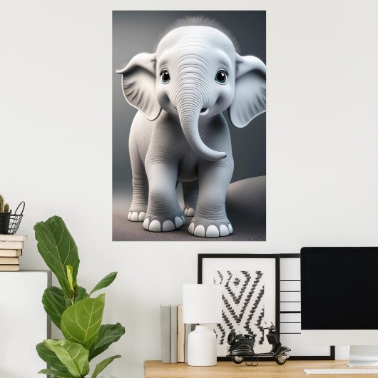 Poster bébé éléphant (Bureau à domicile)