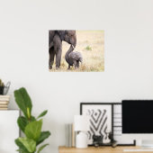 Poster bébé éléphant avec la photo d'amour de la mère (Bureau à domicile)