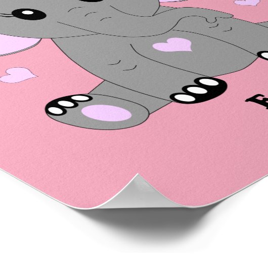 Poster Bébé éléphant mignon en rose pour les filles (Coin)