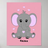 Poster Bébé éléphant mignon en rose pour les filles  (Devant)