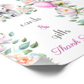 Poster Bébé Eléphant Peonies, Ballons Cartes et Cadeaux (Coin)