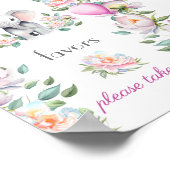 Poster Bébé Eléphant Peonies, Ballons Faveurs (Coin)