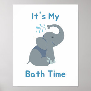 Poster Bébé éléphant temps de bain
