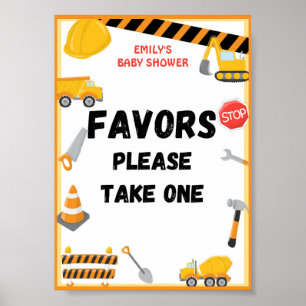 Poster Bébé en construction Baby shower Jeu Signal