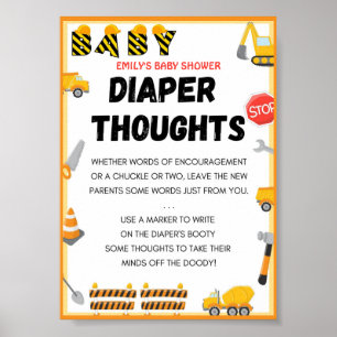 Poster Bébé en construction Baby shower Jeu Signal