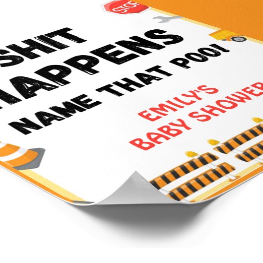 Poster Bébé en construction Baby shower Jeu Signal (Coin)