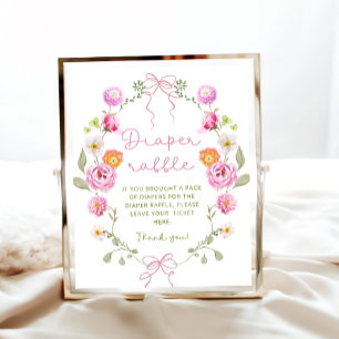Poster Bébé en fleur Baby shower de la chèvre rose Fleur