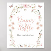 Poster Bébé en fleur Baby shower Papillon Déchets Raffle (Devant)
