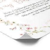 Poster Bébé en fleur Baby shower papillon Ne pas dire béb (Coin)