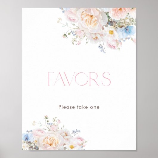 Poster Bébé en fleur Baby shower rose floral Faveurs (Devant)