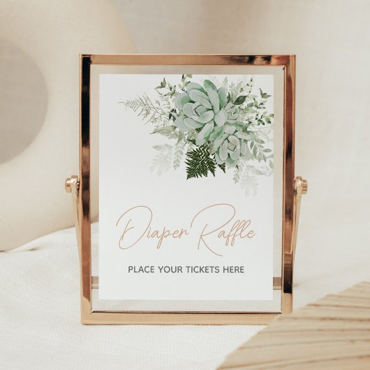 Poster Bébé en fleur Baby shower Succulent Déchets Raffle