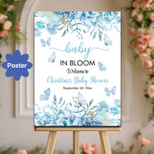 Bébé en Fleur Bleu Baby shower Floral Bienvenue