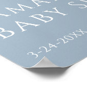 Poster Bébé en Fleur bleu poussiéreux baby shower garçon (Coin)