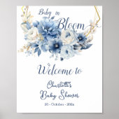 Poster Bébé En Fleur Bleue Élégante Accueil (Devant)