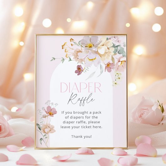 Poster Bébé en Fleur Blush rose floral Raffle