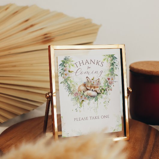 Poster Bébé en Fleur Bois Floral Bébé Fille Douche