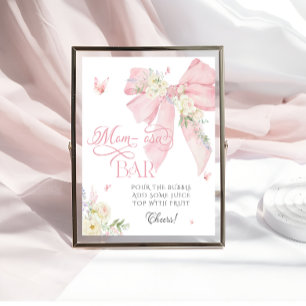 Poster Bébé en Fleur Floral Blush Pink Bow Maman-osa Bar