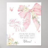 Poster Bébé en Fleur Floral Blush Pink Bow Maman-osa Bar (Devant)