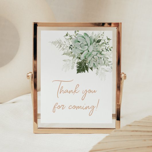 Poster Bébé en fleur Merci succulent pour venir